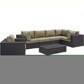 Modway Furniture Convene Outdoor Patio Sectional Set, Espresso Mocha, 7Pk EEI-2157-EXP-MOC-SET
